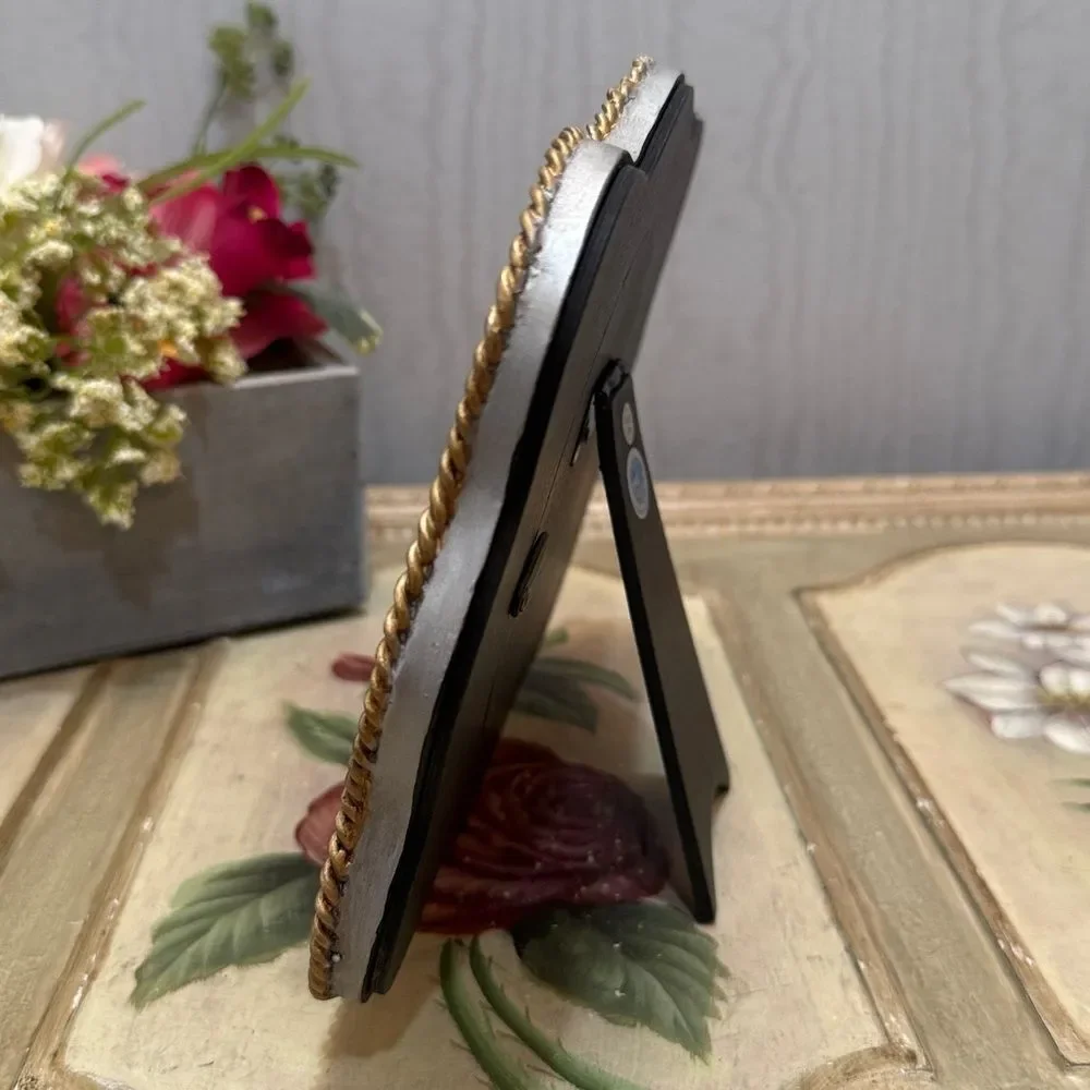 Vintage Montana Silversmiths Silver Gold Rope Trim Western 4x6 Photo Frame